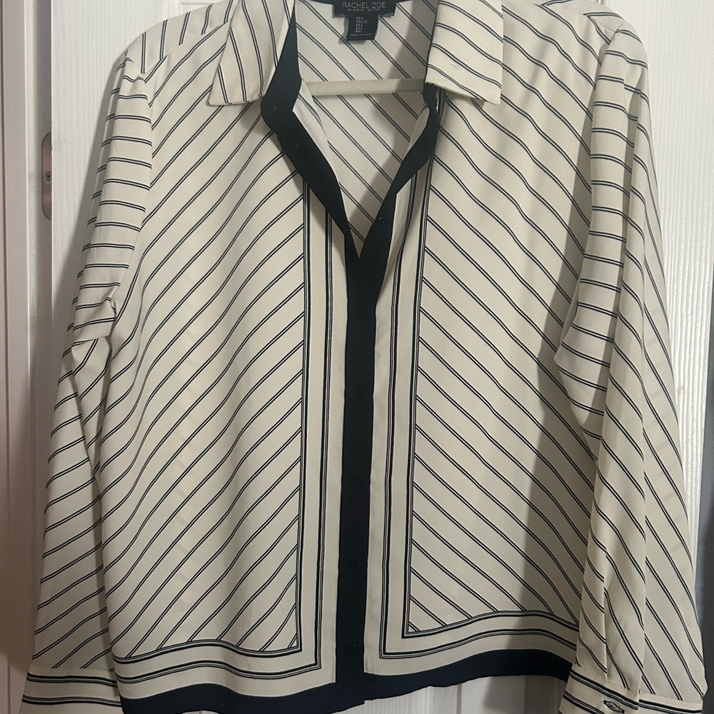 Rachel Zoe Striped Button-Up Blouse
